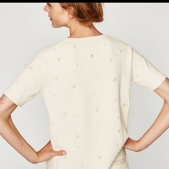 2/$45 Knit faux pearl studded short sleeve top - Picture 3 of 10